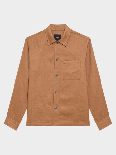 Theory Men's Linen Pocket Casual Button-Down Shirt