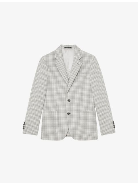 REISS Canty Houndstooth Single-Breasted Stretch-Woven Blazer