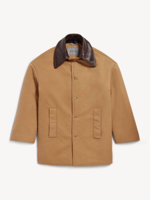 BALENCIAGA Men's Short Peacoat in Beige