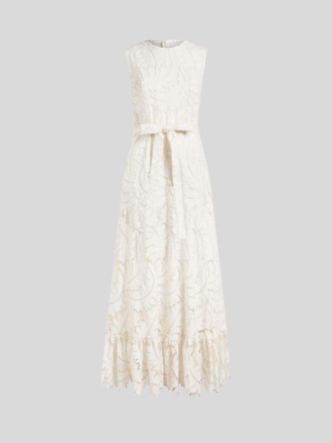 Etro LONG COTTON POPLIN DRESS WITH EMBROIDERED LACE