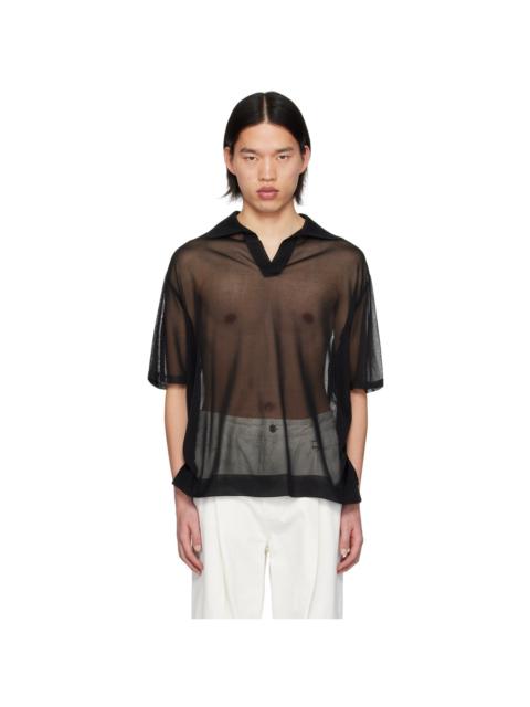 Wooyoungmi Black Open Placket Polo