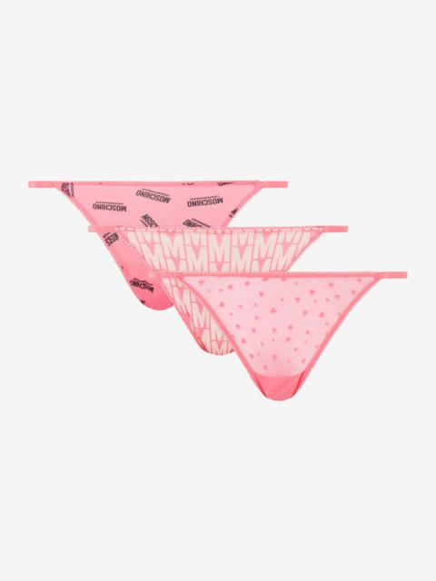 Moschino SET OF 3 TULLE AND MICROFIBER THONGS