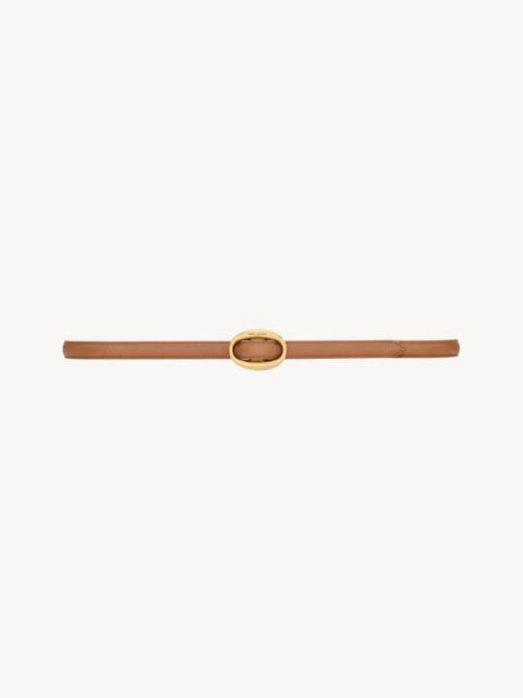 SAINT LAURENT OVAL BUCKLE THIN BELT IN LEATHER