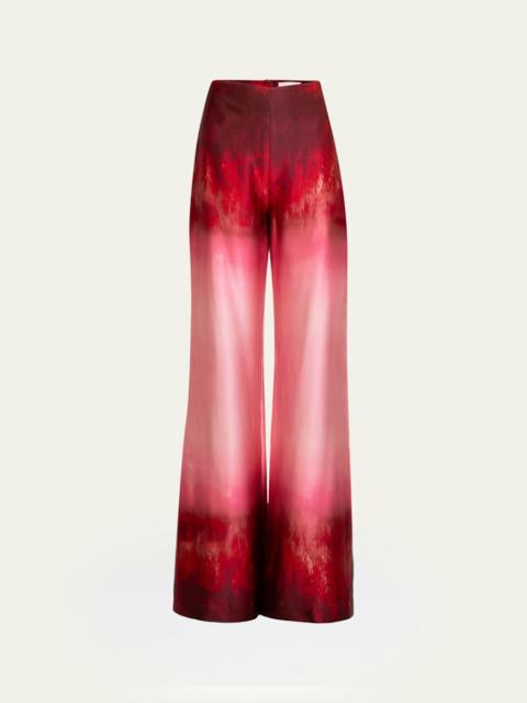SILVIA TCHERASSI Andie Degrade Silk Wide-Leg Pants