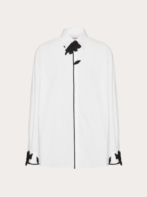 LONG-SLEEVED COTTON POPLIN SHIRT WITH FLOWER EMBROIDERY