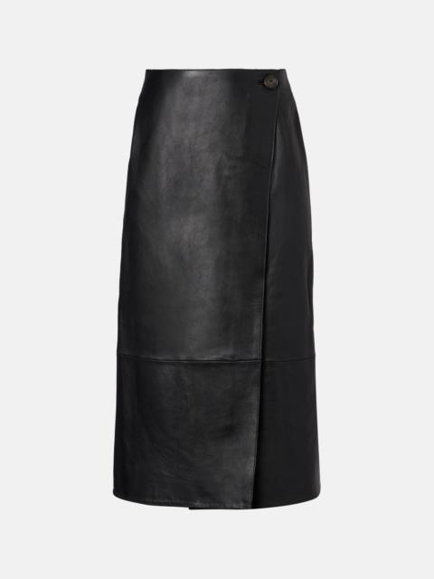 Yves Salomon Leather midi skirt