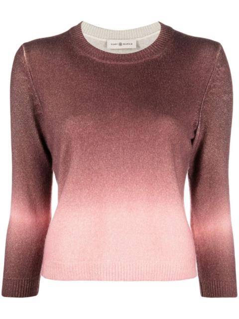 TORY BURCH ombrÃ©-effect cashmere jumper
