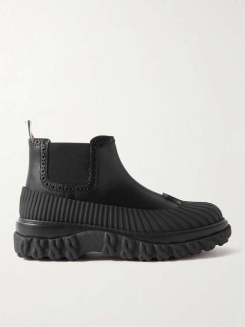 Thom Browne Chelsea Rubber-Trimmed Leather Chelsea Boots