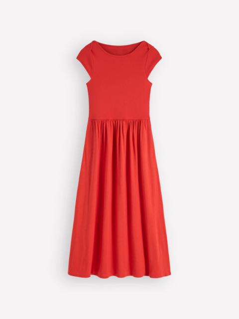 BODEN Boat Neck Mix Dress-Blood Orange