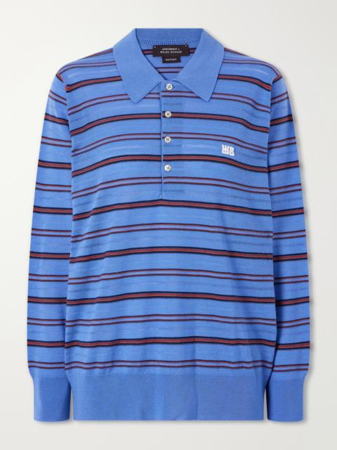 WALES BONNER Striped Wool And Cotton Polo Shirt