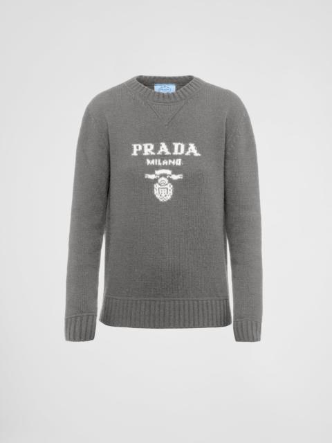 Cashmere and wool Prada logo crew-neck sweater
