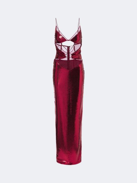 NENSI DOJAKA Sequined cutout gown
