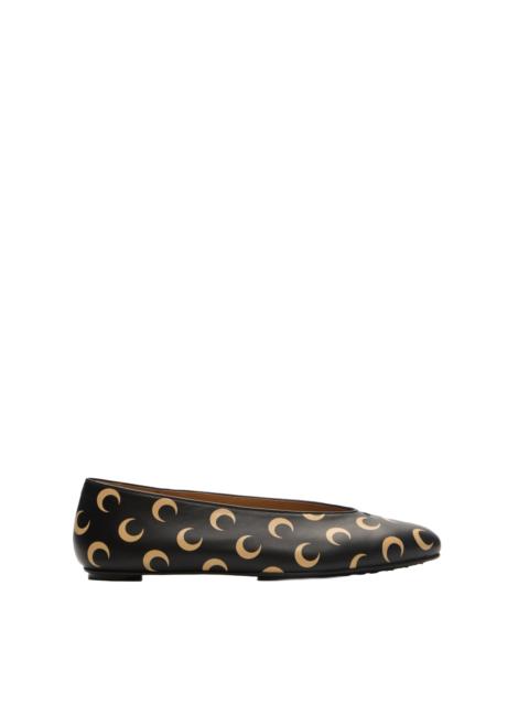 Moon Printed Canvas Ballerina Flats