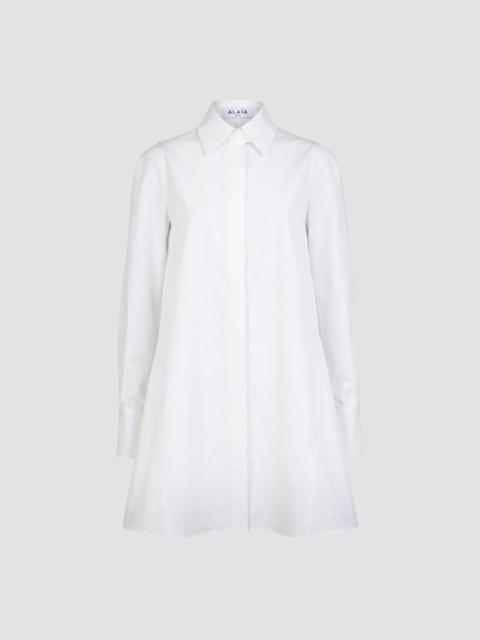 Alaïa Women's Cotton Poplin A-Line Mini Shirtdress - Blanc