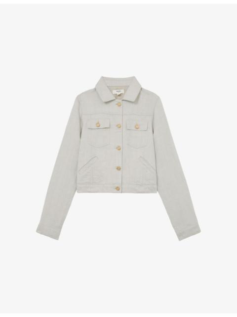 REISS Carmen Lyocell and Linen Trucker Jacket
