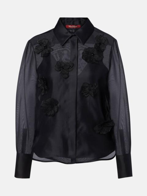 Max Mara Agi embellished floral-appliqué silk blouse