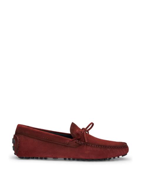 BOSS SUEDE MOCCASINS WITH BUCKLED UPPER STRAP