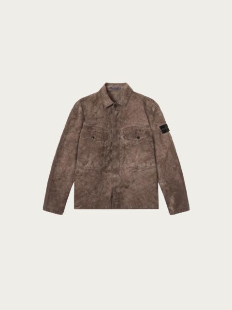 Stone Island Corduroy "Terra" Effect Zip Overshirt - Lead Grey