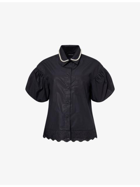 Simone Rocha Beaded Collared Cotton Shirt
