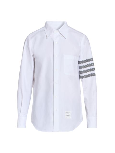 Thom Browne Men's Unraveling Cable 4-Bar Straight-Fit Oxford Shirt - White