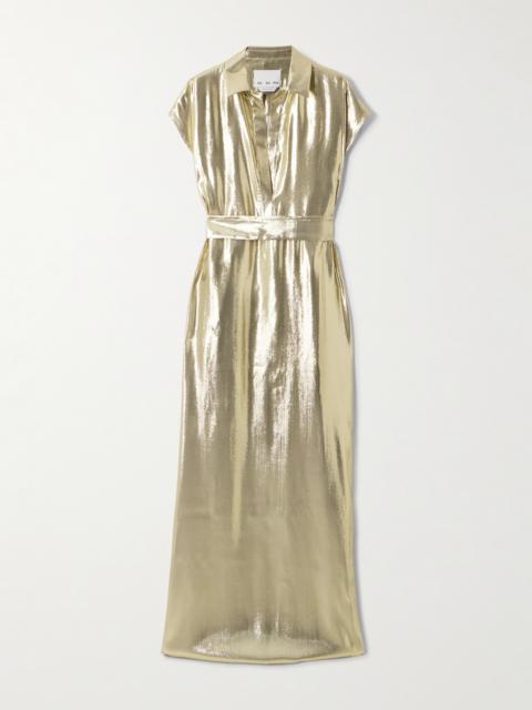 SA SU PHI Francesca Belted Metallic Silk-blend Maxi Dress