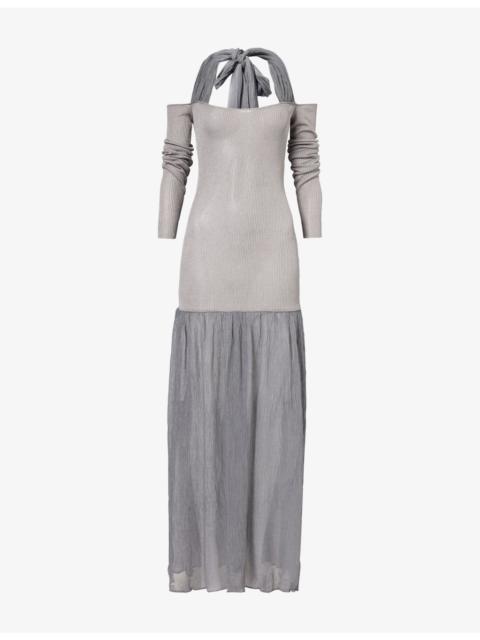 AYA MUSE Luxa Halter Woven Maxi Dress