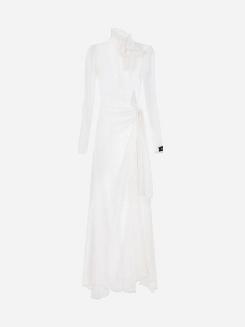Dolce & Gabbana Long silk chiffon dress with bow detail