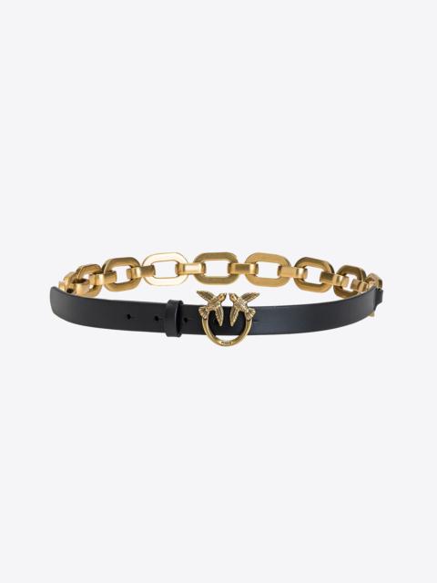 PINKO LOVE BIRDS BELT WITH LARGE CHAIN