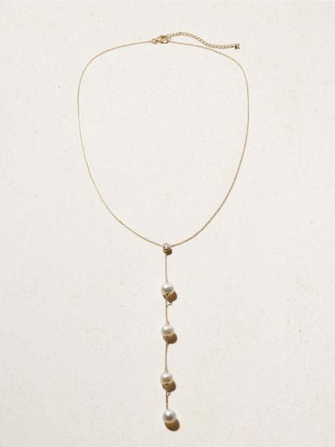 MATEO Drizzle 14-karat Gold, Diamond And Pearl Necklace
