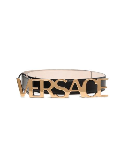 VERSACE logo-buckle leather belt