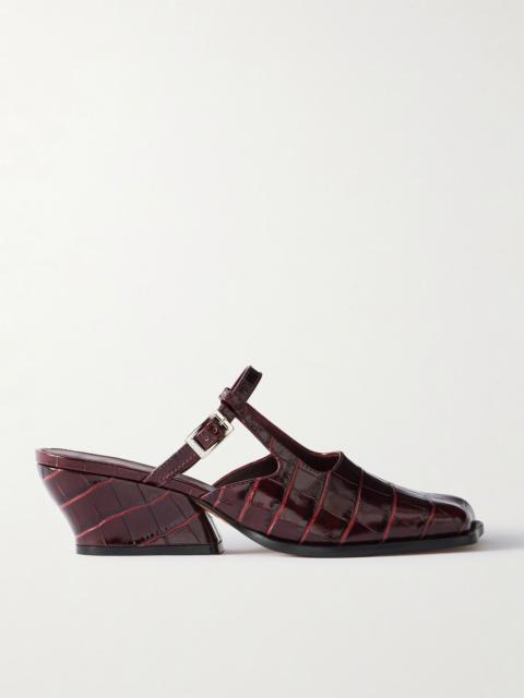 Loewe Onda croc-effect leather mules Burgundy