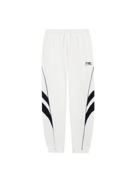 Li-Ning Li-Ning Color Block Graphic Sweatpants 'White Black' AKLS975-4