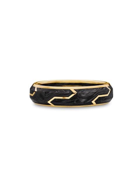 DAVID YURMAN Men's Forged Carbon Band Ring with 18K Yellow Gold - Black