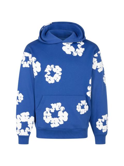 wreath-print cotton hoodie