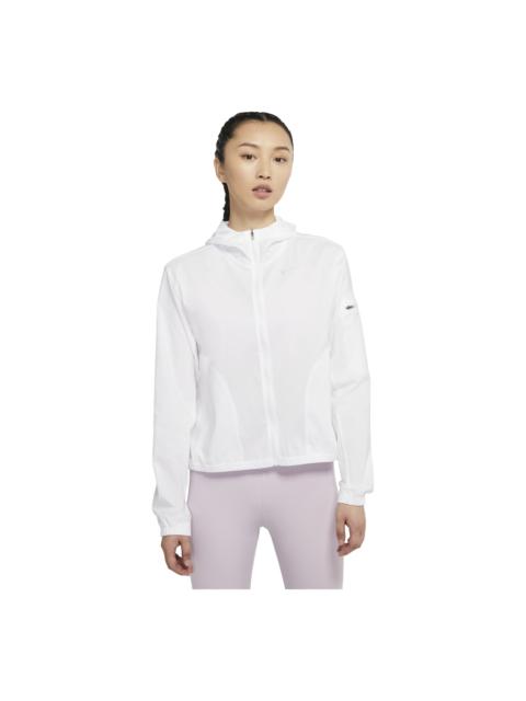 Nike (WMNS) 나이키 작은 상표 단단한 색깔 두건 재킷 백색 DH1991-100