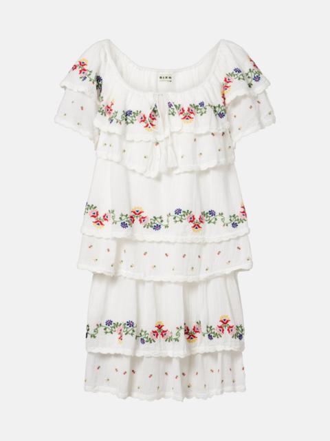 RIXO Leilani embroidered cotton minidress