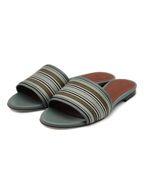 Loro Piana The Suitcase Stripe Sandals Fabric Leather Blue 37.5 7 $750