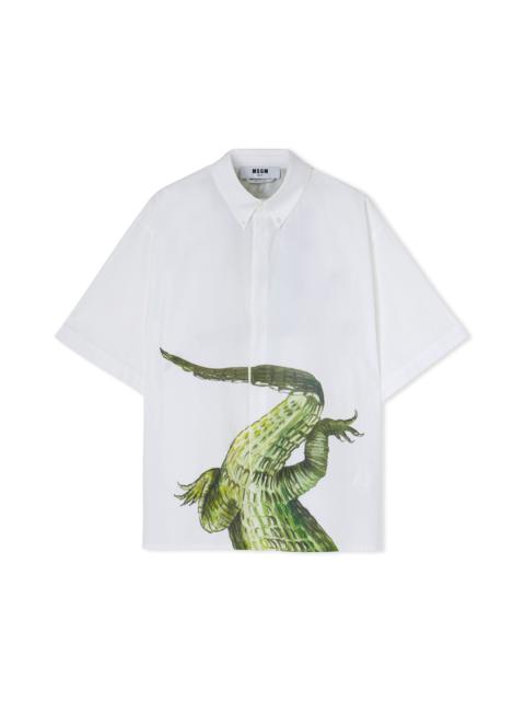 MSGM Organic poplin cotton shirt with "crocodile" print