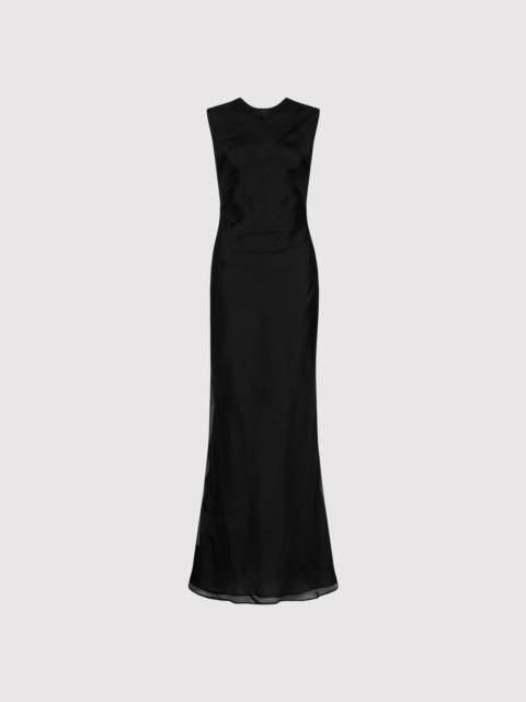 Pinstripe Silk Maxi Dress - Black