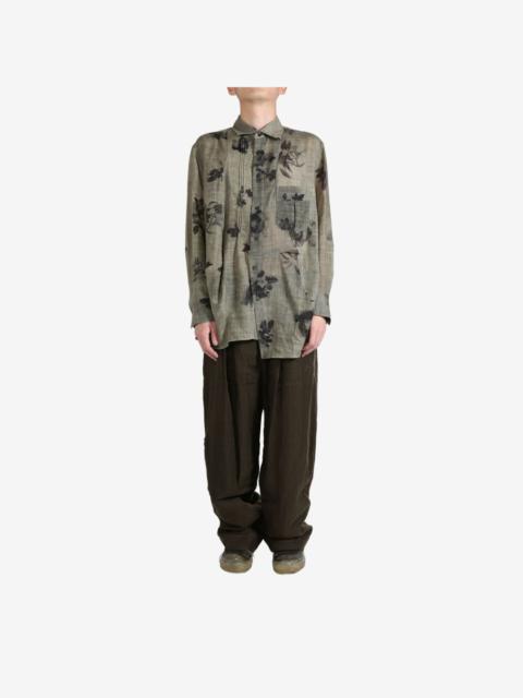 floral-print pleated shirt