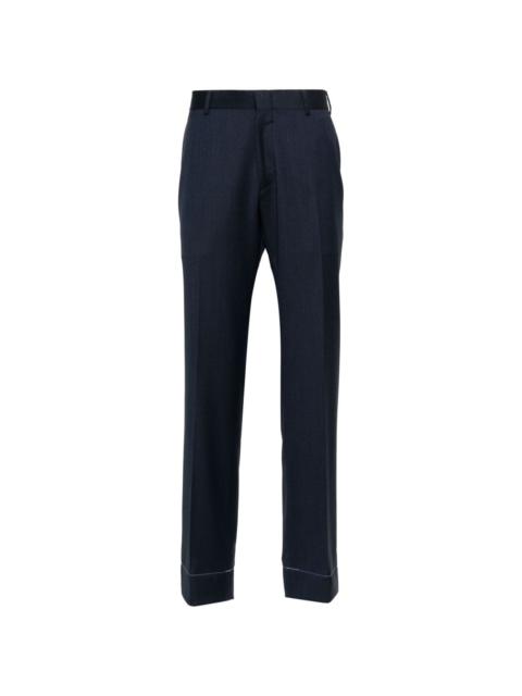 Brioni pressed-crease concealed-fastening tailored trousers