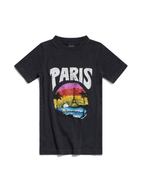 BALENCIAGA Women's Paris Tropical T-shirt Fitted in Black/white