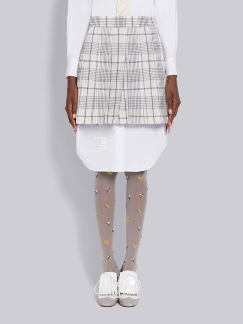 Hairline Check Suiting Pleated Mini Skirt