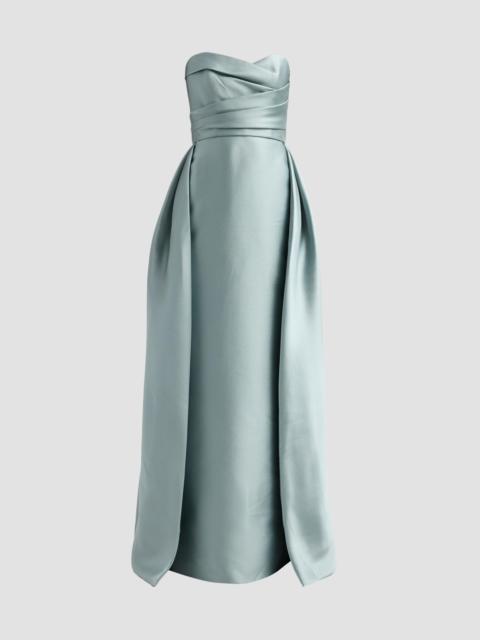 AMSALE Women's Mikado Draped Column Gown - Jade