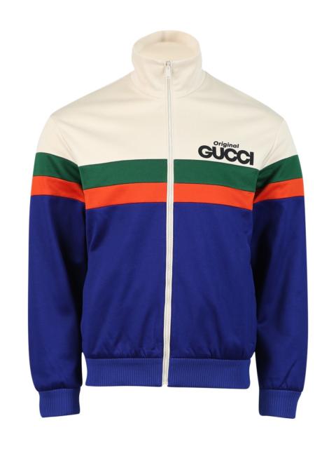 GUCCI Original Technical Jersey Jacket Blue Ivory And Green