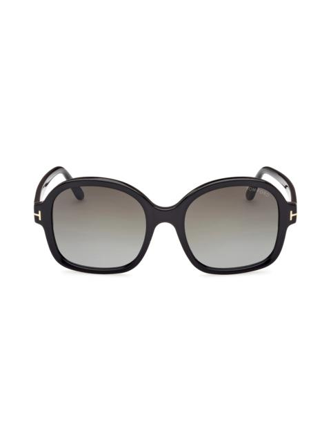 Hanley 57mm Gradient Butterfly Sunglasses in Shiny Black /Gradient Smoke