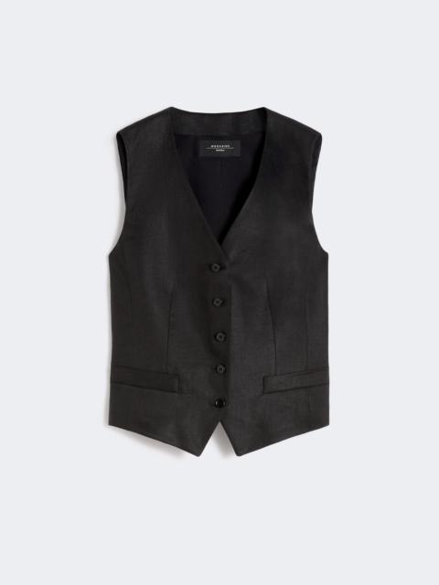 WEEKEND Max Mara Linen canvas waistcoat - BLACK