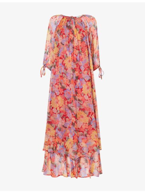 RIXO Hayden Floral Chiffon Maxi Dress