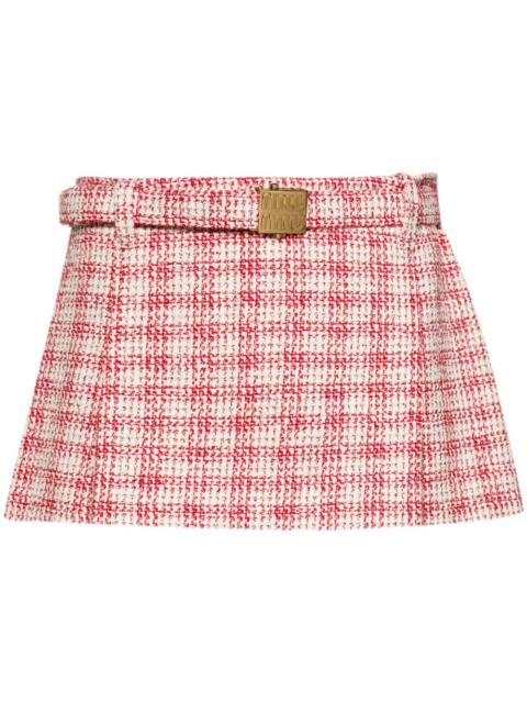 Miu Miu belted A-line tweed miniskirt