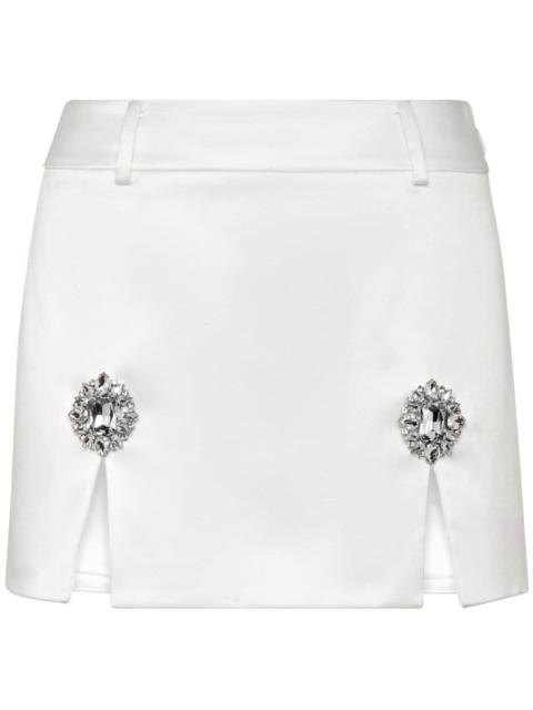 gem-embellished satin mini skirt